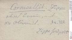 Etiketten zu Cornwallit (NHMW-MIN-Ax258)
